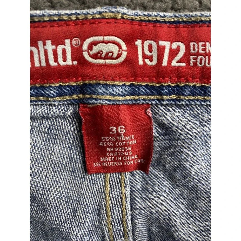 VINTAGE Ecko Unltd Jeans Men Light Wash Blue Baggy Wide Leg Skater Jeans 36x30.5